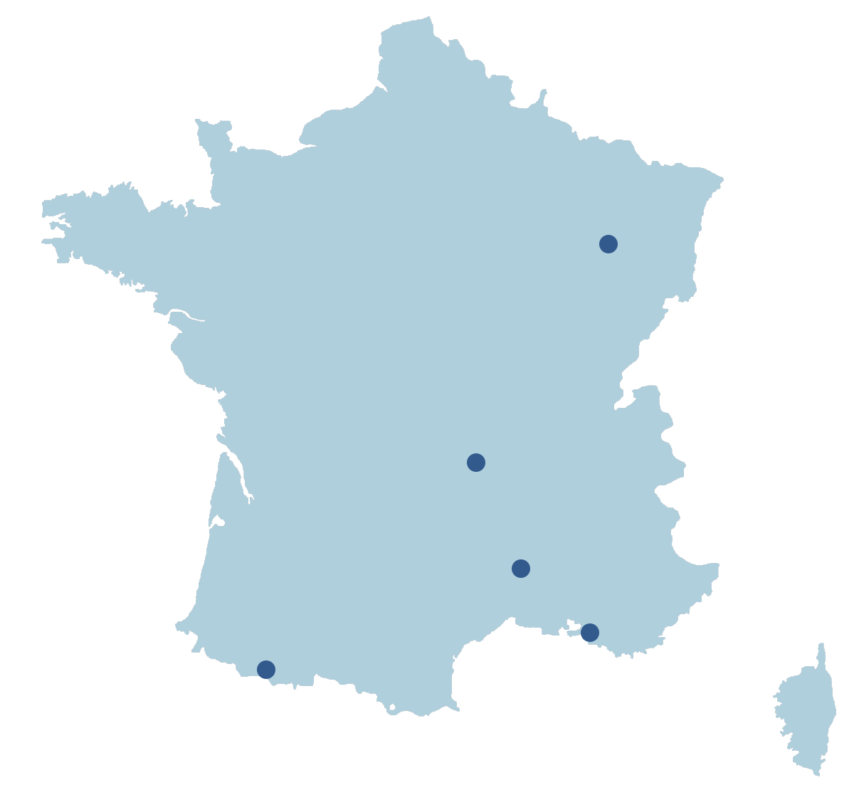 Carte de France fournisseurs boutique