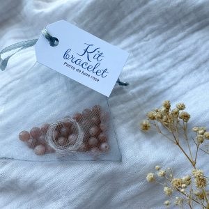 Kit bracelet boule 6mm pierre de lune rose