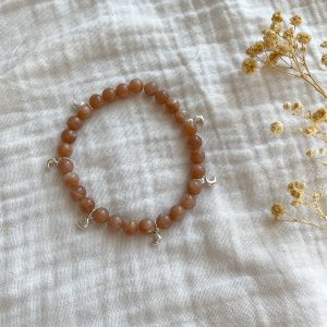 Kit bracelet boule 6mm pierre de lune rose