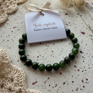Bracelet boule 8mm jade néphrite