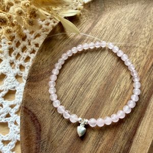 Kit petite fille bracelet boule 4mm quartz rose