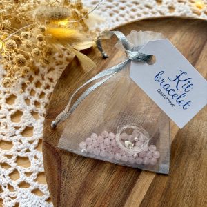Kit petite fille bracelet boule 4mm quartz rose