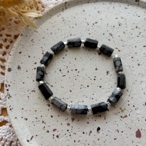 Kit bracelet tube 12mm obsidienne flocon de neige