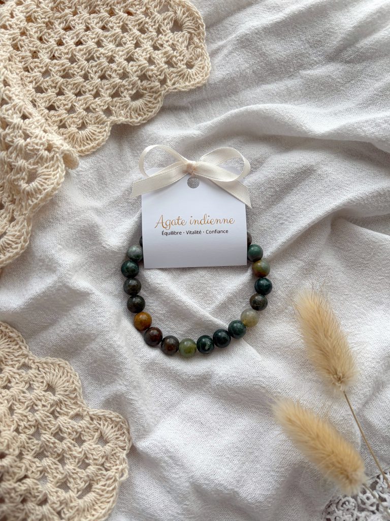 Bracelet boule 8mm agate indienne