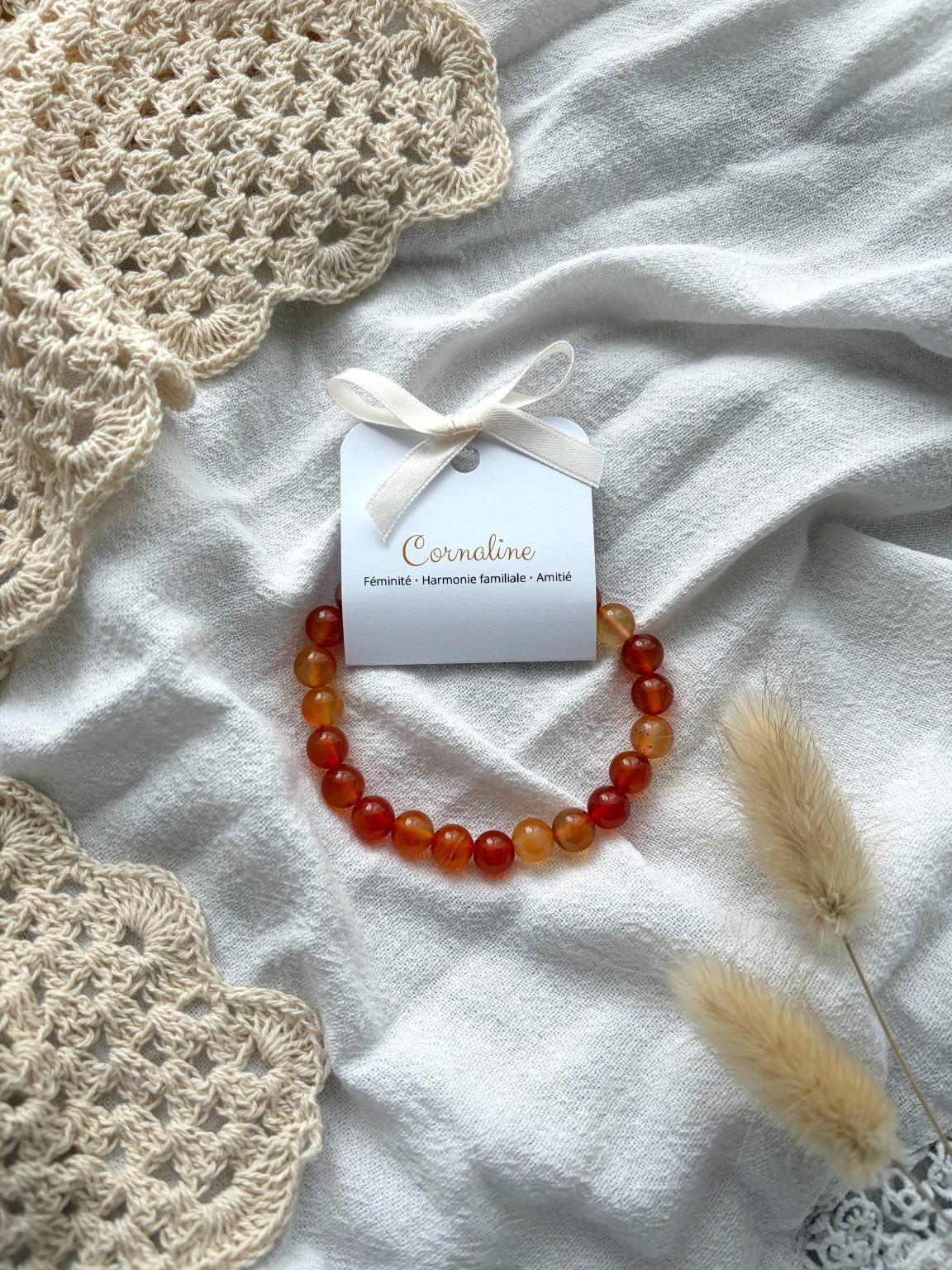 Bracelet boule 8mm cornaline