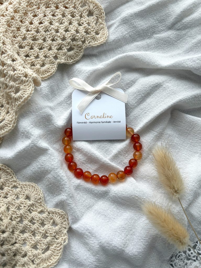 Bracelet boule 8mm cornaline