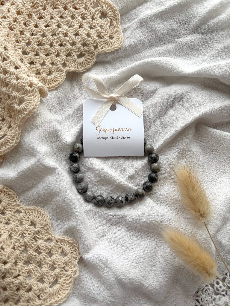Bracelet boule 8mm jaspe picasso