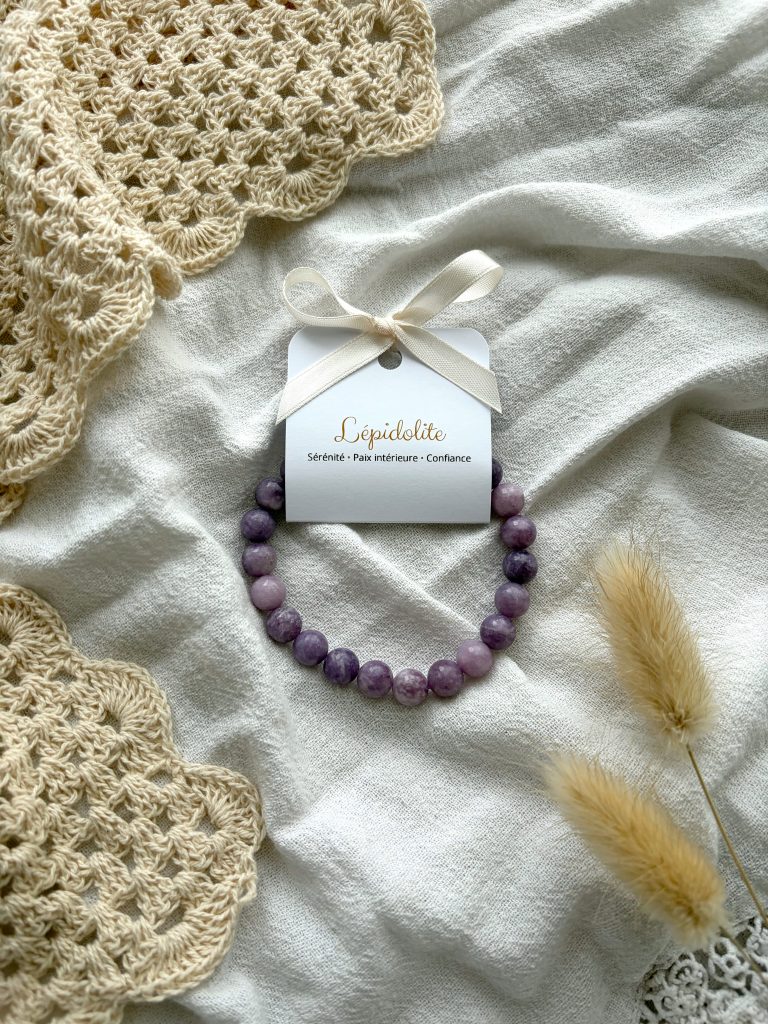 Bracelet boule 8mm lépidolite