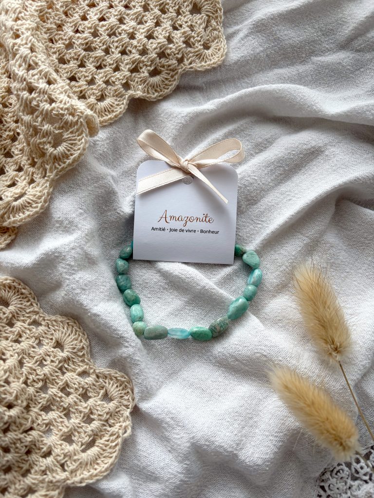 Bracelet pierres roulées amazonite