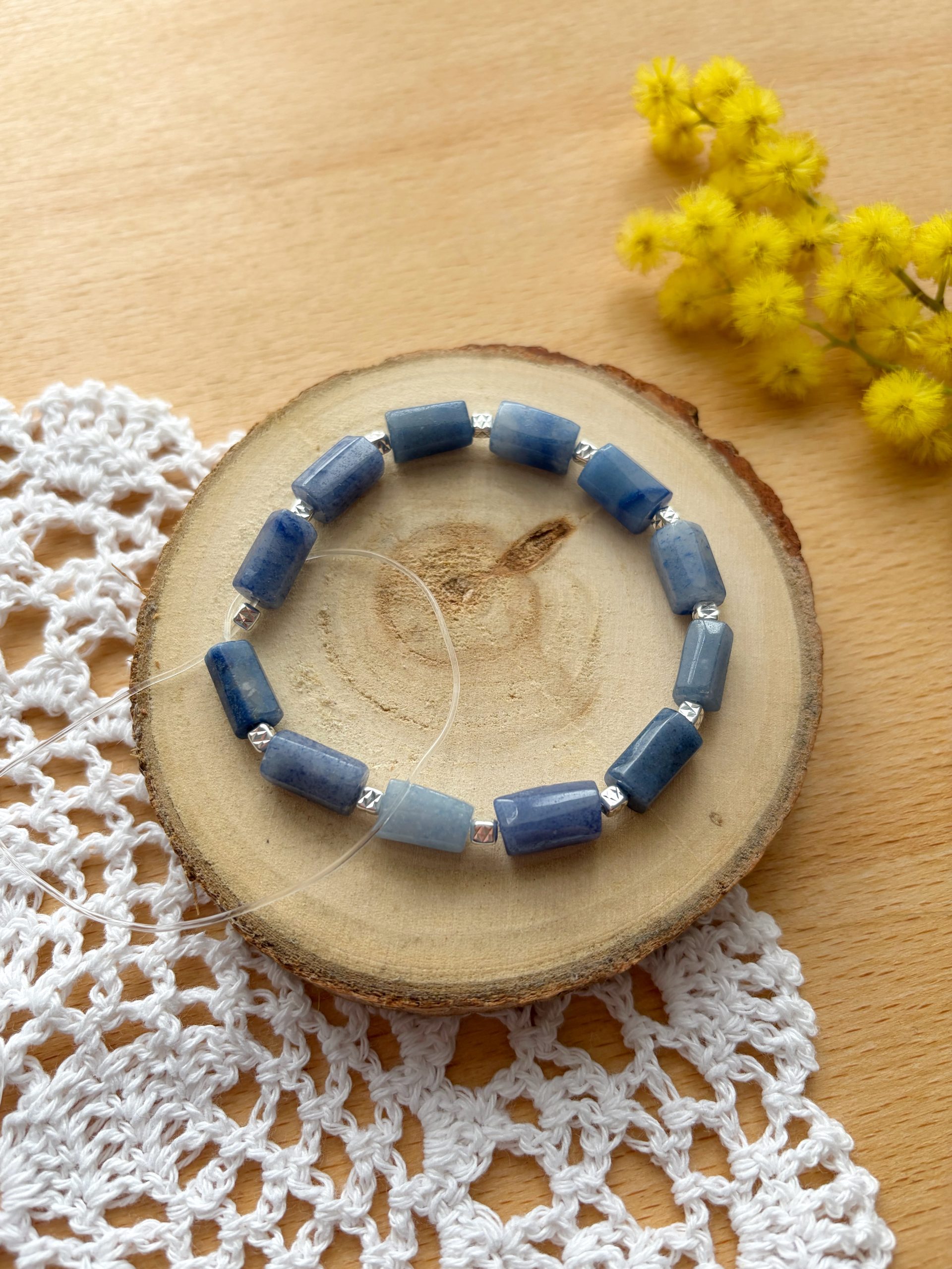 Kit bracelet tube 12mm aventurine bleue